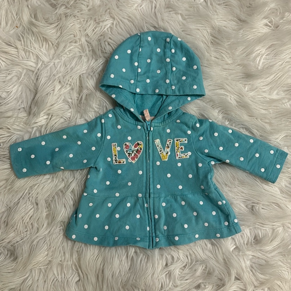 Caters baby girl jacket blue poka dot size 3 months